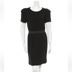 Sandro quilted black mini dress short sleeve puffy size 3L large